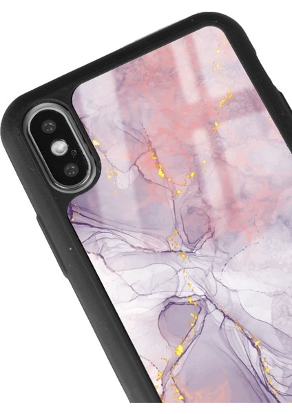 Apple iPhone Xs Max Uyumlu Fuşya Mermer Tasarımlı Glossy Telefon Kılıfı fiyatları