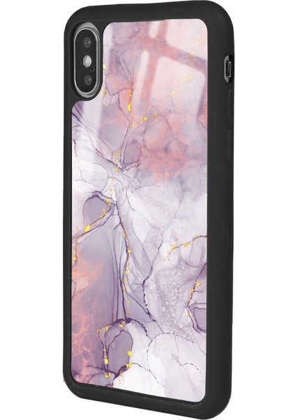 Apple iPhone Xs Max Uyumlu Fuşya Mermer Tasarımlı Glossy Telefon Kılıfı modelleri