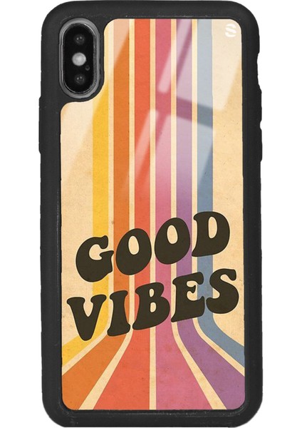 Apple iPhone Xs Max Good Vibes Tasarımlı Glossy Telefon Kılıfı