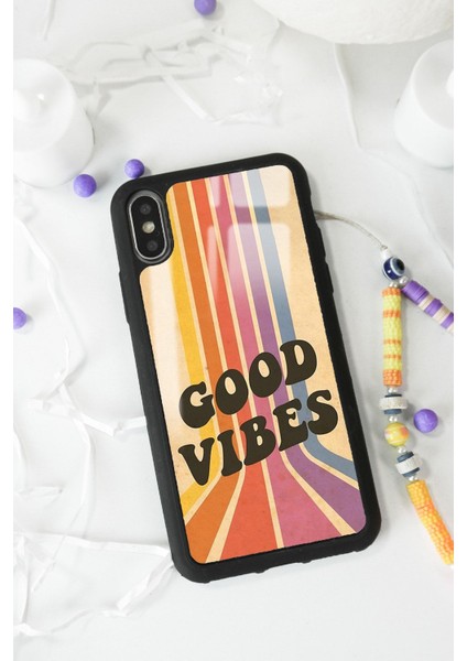 Apple iPhone Xs Max Good Vibes Tasarımlı Glossy Telefon Kılıfı