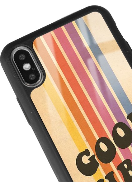 Apple iPhone Xs Max Good Vibes Tasarımlı Glossy Telefon Kılıfı