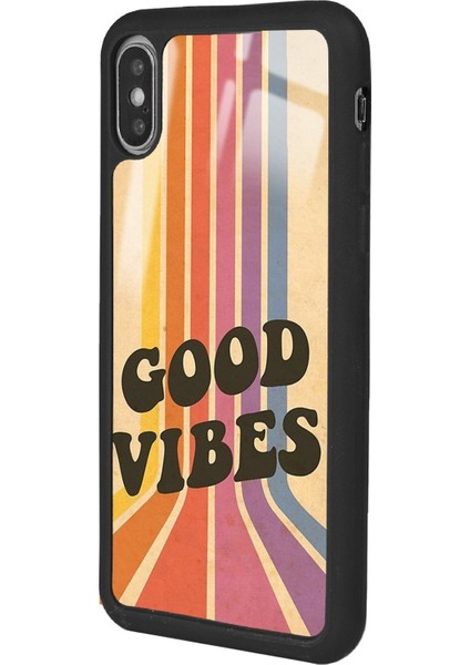 Apple iPhone Xs Max Good Vibes Tasarımlı Glossy Telefon Kılıfı