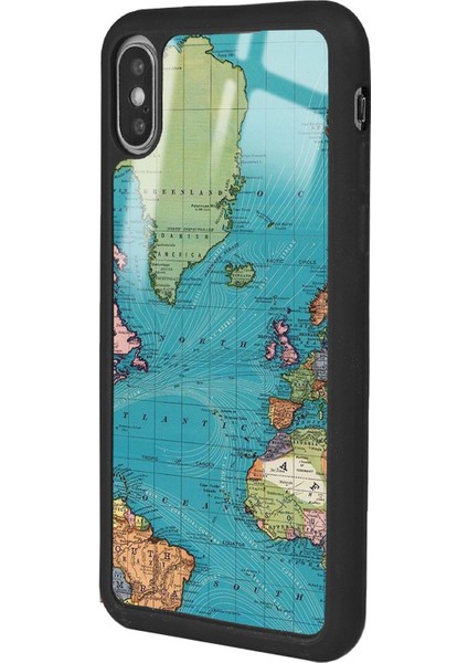 Apple iPhone Xs Max Uyumlu Atlantic Map Tasarımlı Glossy Telefon Kılıfı fırsatları