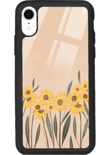 Apple iPhone Xr Watercolor Sunflower Tasarımlı Glossy Telefon Kılıfı