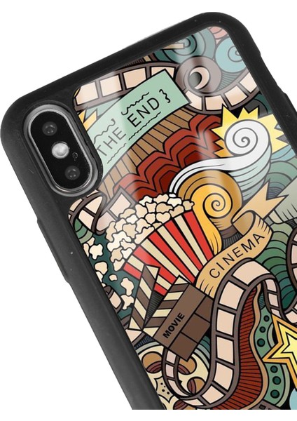 Apple iPhone Xs Max Retro Cinema Tasarımlı Glossy Telefon Kılıfı modelleri