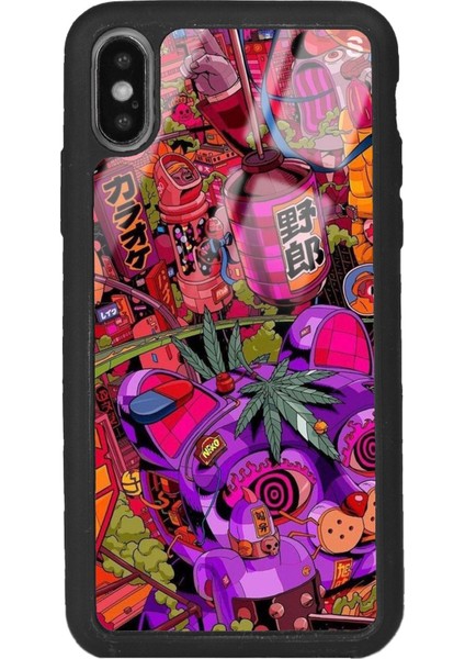 Apple iPhone Xs Max Neon Island Tasarımlı Glossy Telefon Kılıfı