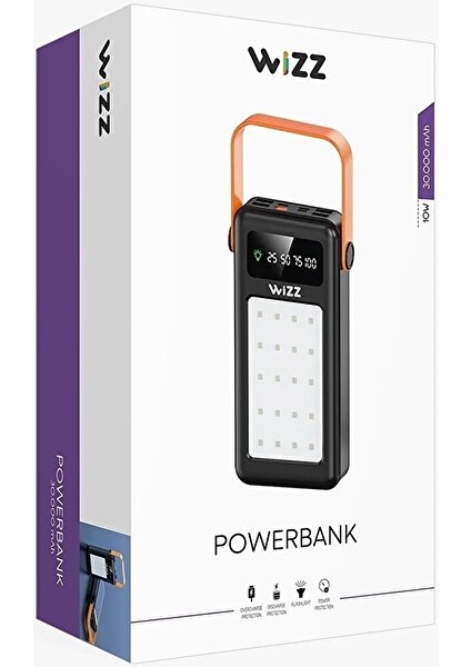 30.000 Mah Powerbank 4 USB Çıkışlı LED Gösterge ve Çift Fener Özellikli