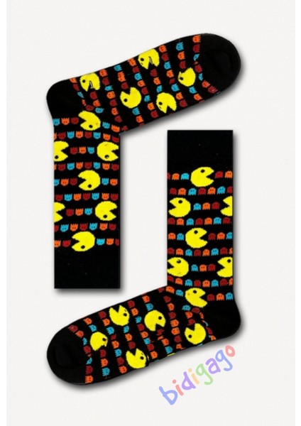 Pacman Desenli Unisex Kolej Çorap