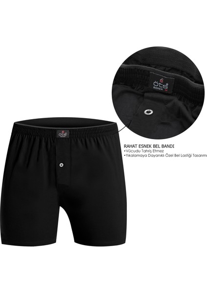 Erkek %100 Pamuklu Boxer 5'li Set Düğmeli, Rahat Kalıp, Yüksek Kaliteli, Premium Özel Siyah Kutusunda, İç Giyim, Çamaşır
