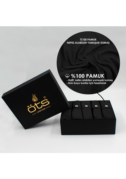 Erkek %100 Pamuklu Boxer 5'li Set Düğmeli, Rahat Kalıp, Yüksek Kaliteli, Premium Özel Siyah Kutusunda, İç Giyim, Çamaşır