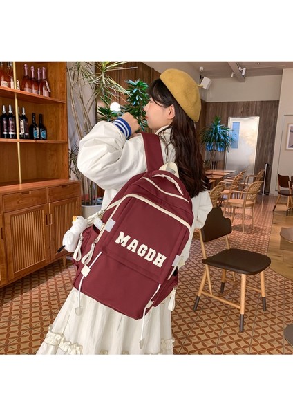 Okul Çantası Kadın Ins Moda Büyük Kapasiteli Lise Öğrencisi Sırt Çantası Moda Trendi Ruiying Basit Seyahat Sırt Çantası Erkek (Yurt Dışından) indirimleri