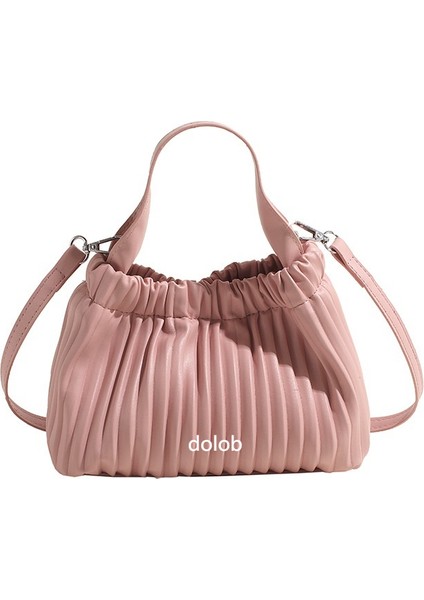 Çantalar 2024 Yeni Stil Moda Ilkbahar ve Yaz Moda Pilili Çanta Kova Küçük Kare Çanta Tek Omuz Crossbody Çanta (Yurt Dışından)