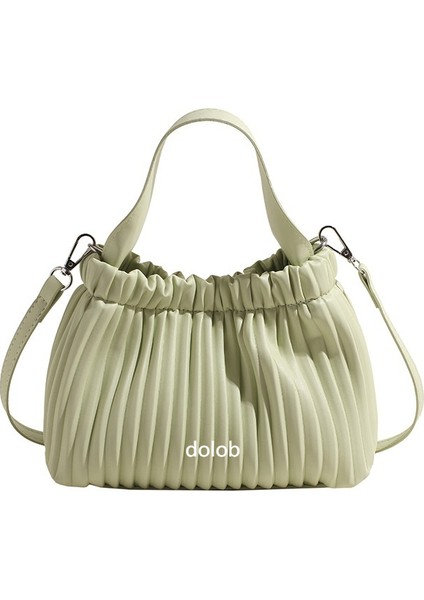 Çantalar 2024 Yeni Stil Moda Ilkbahar ve Yaz Moda Pilili Çanta Kova Küçük Kare Çanta Tek Omuz Crossbody Çanta (Yurt Dışından)
