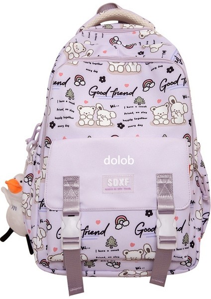 Sırt Çantası Kadın Yeni Japon ve Kore Çok Yönlü Okul Çantası Öğrenci Büyük Kapasiteli Kampüs Ortaokul Sınıfı Moda Sırt Çantası (Yurt Dışından)