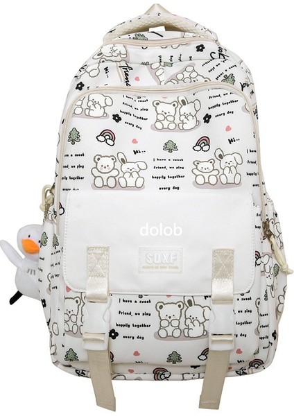 Sırt Çantası Kadın Yeni Japon ve Kore Çok Yönlü Okul Çantası Öğrenci Büyük Kapasiteli Kampüs Ortaokul Sınıfı Moda Sırt Çantası (Yurt Dışından)