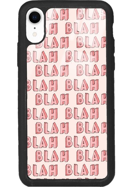 Apple iPhone Xr Blah Blah Tasarımlı Glossy Telefon Kılıfı