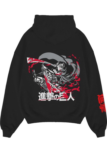 Oversize Unisex Attack On Titan Hoodie 3 Ip Kalın Içi Polarlı Hoodie