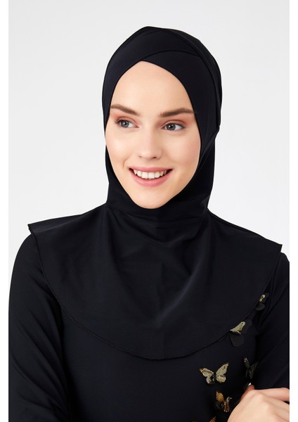 Çapraz Eşarp Yüzücü Bone R026 Siyah