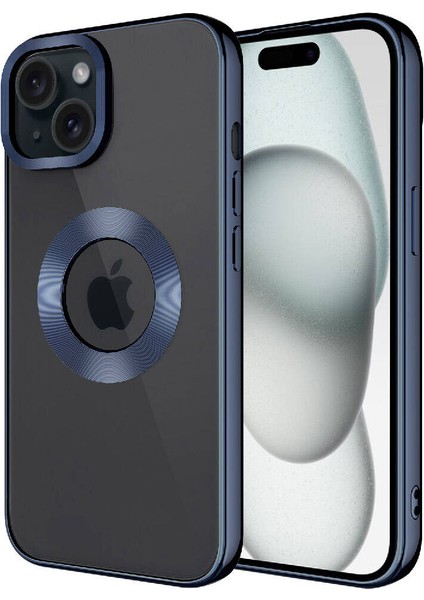 Apple iPhone 15 - Uyumlu Kamera Korumalı Logo Gösteren More TR Omega Kapak-Lacivert