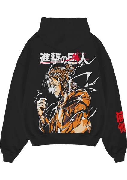 Oversize Unisex Attack On Titan Hoodie 3 Ip Kalın Içi Polarlı Hoodie