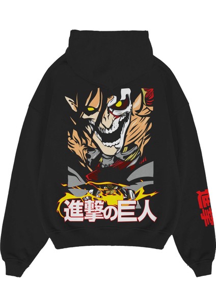 Oversize Unisex Attack On Titan Hoodie 3 Ip Kalın Içi Polarlı Hoodie