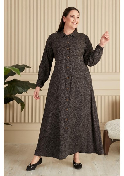 Kadin Buyuk Beden Çıtır Desen Yazlik Tesettur Elbise