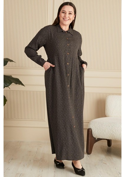 Kadin Buyuk Beden Çıtır Desen Yazlik Tesettur Elbise modelleri