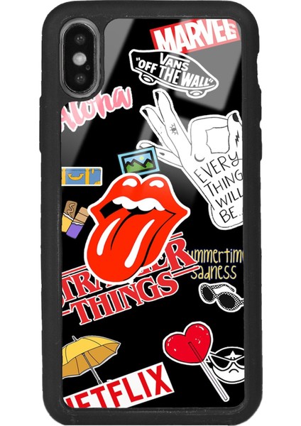 Apple iPhone x - Xs Sticker Tasarımlı Glossy Telefon Kılıfı