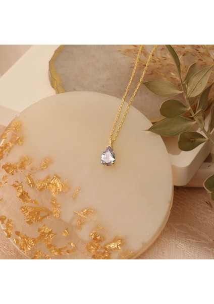 925 Ayar Gümüş Damla Taşlı Kolye fiyatları