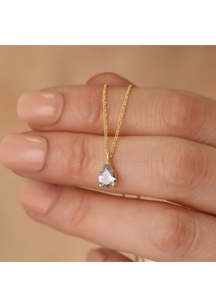 925 Ayar Gümüş Damla Taşlı Kolye indirimleri