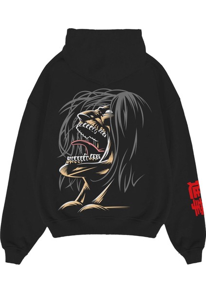 Oversize Unisex Attack On Titan Hoodie 3 Ip Kalın Içi Polarlı Hoodie