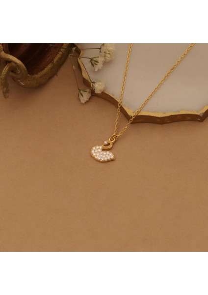 925 Ayar Gümüş Taşlı Minimal Kuğu Kolye fırsatları