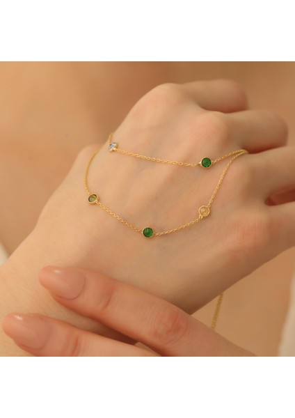 925 Ayar Gümüş Çift Zincir Tiffany Taşlı Kolye indirimleri