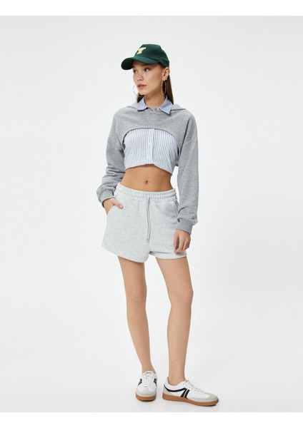 Kısa Şort Beli Bağlamalı Cepli Rahat Kalıp
