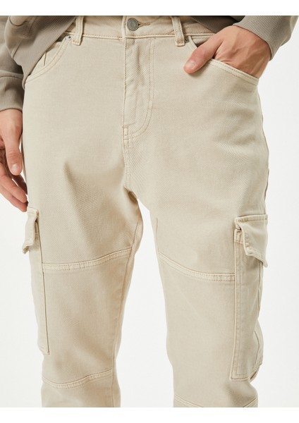Yıkamalı Pantolon Kargo Cepli Dikiş Detaylı Slim Fit Düğmeli indirimleri