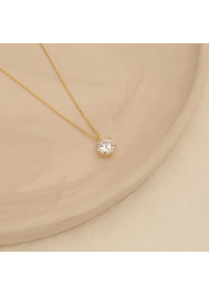 925 Ayar Gümüş 6 Tırnaklı Tek Taş 7.30 mm Kolye fiyatları