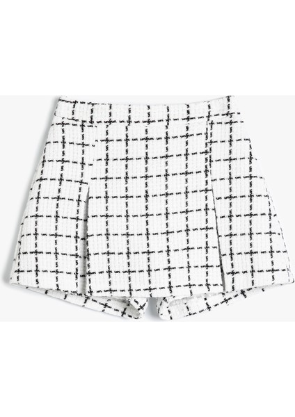 Tüvit Şort Etek Ekoseli Beli Lastikli modelleri