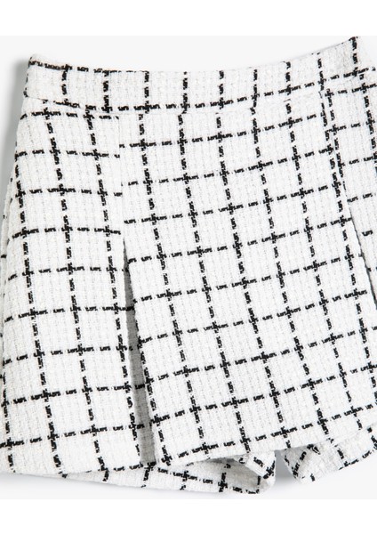 Tüvit Şort Etek Ekoseli Beli Lastikli indirimleri