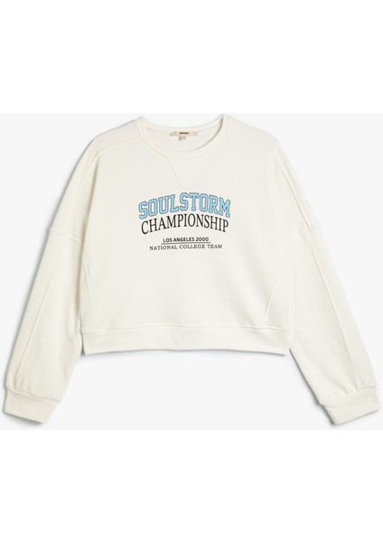 Kolej Sweatshirt Bisiklet Yaka Baskılı Standart Kesim