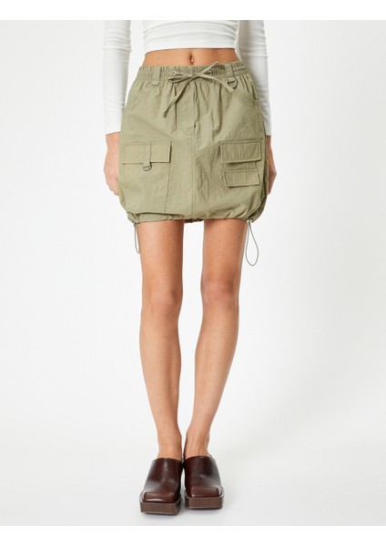 Paraşüt Mini Etek Kargo Cepli Lastikli Stoper Detaylı modelleri