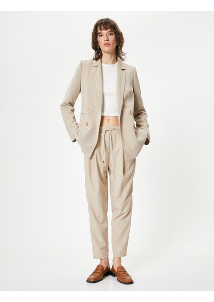 Paraşüt Pantolon Havuç Kesim Beli Bağcıklı Cep Detaylı