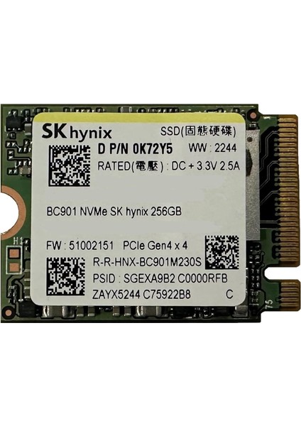 BC901 256GB M.2 2230 Nvme SSD