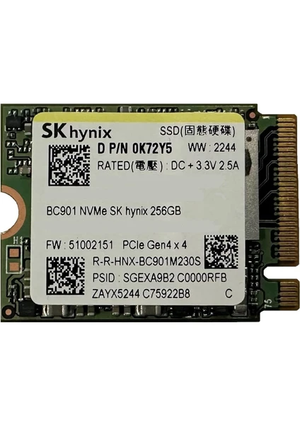 Sk Hynix BC901 256GB M.2 2230 Nvme SSD