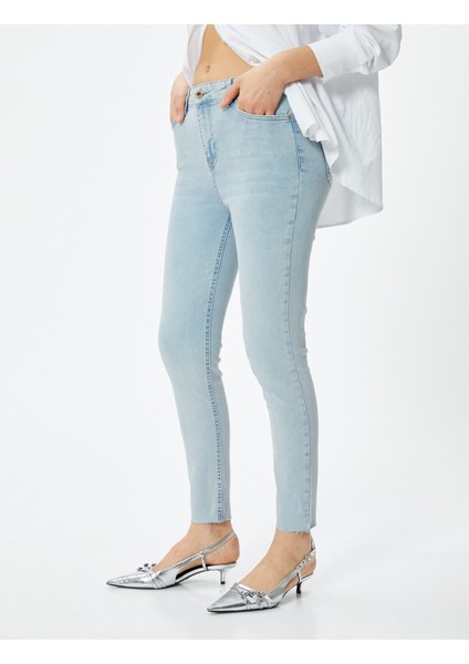 Dar Kesim Yüksek Bel Kot Pantolon Esnek Cepli Pamuklu - Carmen Skinny Jeans