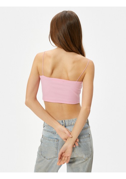Basic Crop Atlet Ince Askılı Ribanalı Pamuklu Slim Fit