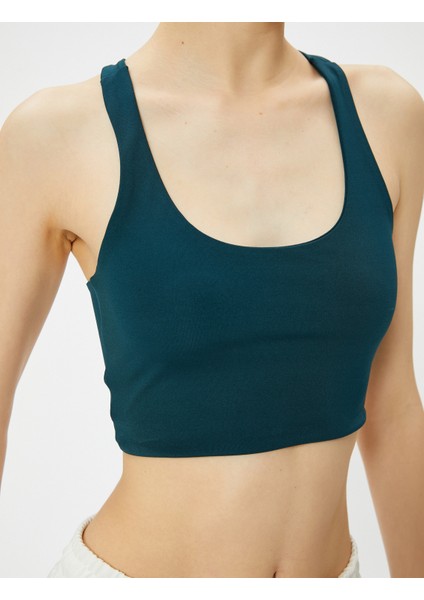 Arkası Pencere Detaylı Sporcu Sütyeni Kaplı Slim Fit U Yaka