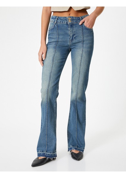 Nervürlü Ispanyol Paça Kot Pantolon Dar Kesim Cepli - Victoria Slim Flare Jeans modelleri