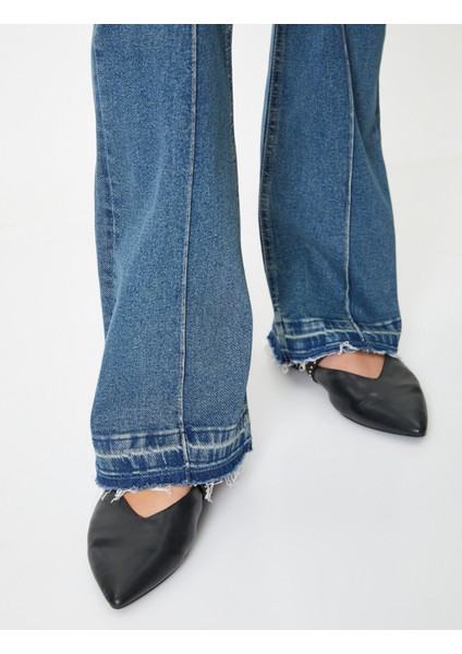 Nervürlü Ispanyol Paça Kot Pantolon Dar Kesim Cepli - Victoria Slim Flare Jeans indirimleri