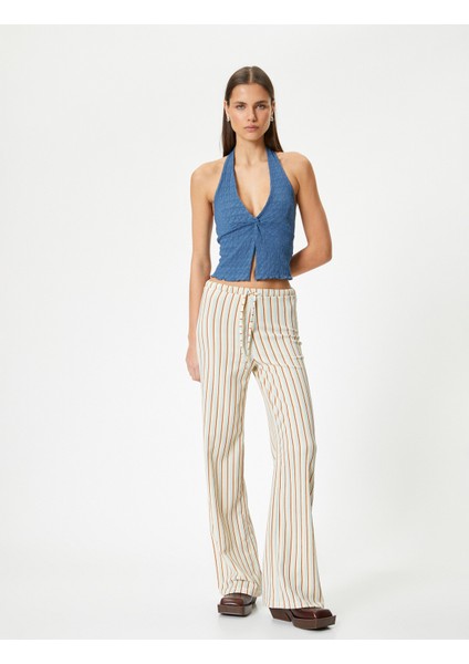 Bol Paça Pantolon Yüksek Bel Beli Bağlamalı