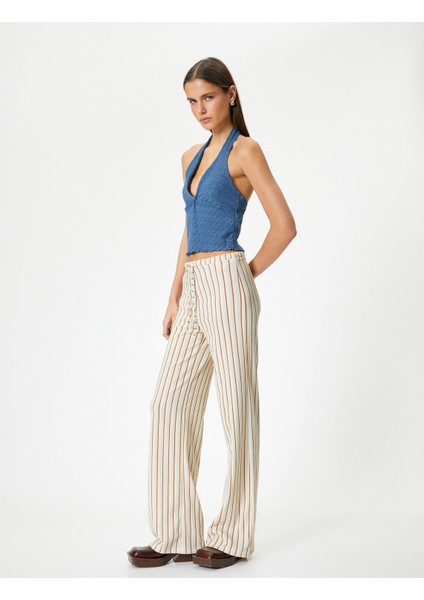 Bol Paça Pantolon Yüksek Bel Beli Bağlamalı fiyatları